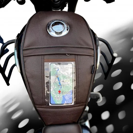 Single Zip Tank Cover (Brown)  For R.E Meteor 350 Fireball /Stellar /Supernova