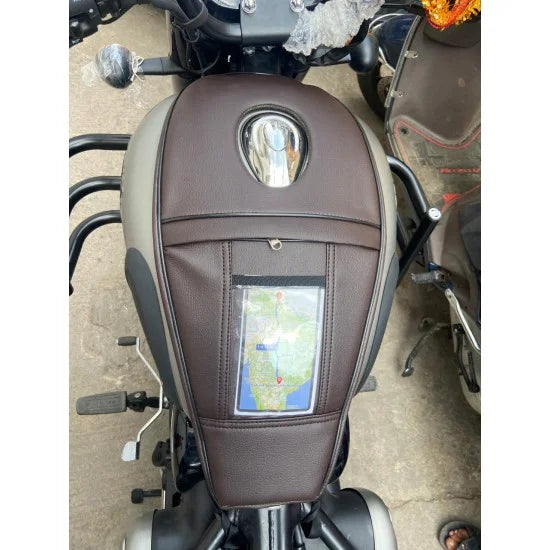 Mobile Tank Cover ( Brown) For R.E All New Classic 350 / Be Reborn / Next Gen