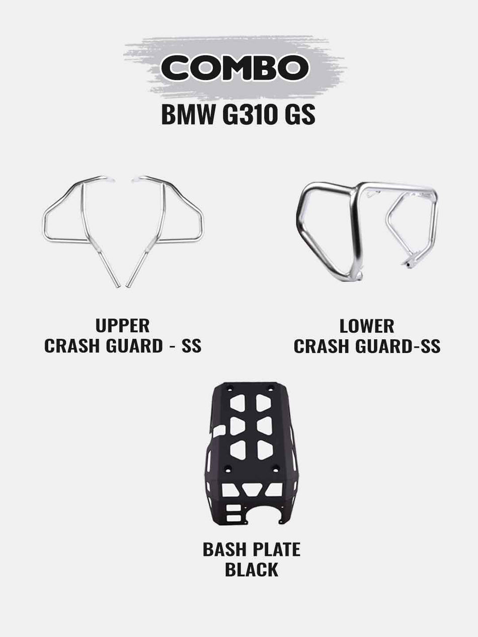BMW G310GS COMBO - UPPER CRASHGUARD SS+LOWER CRASHGUARD SS+ENGINE GUARD BLACK