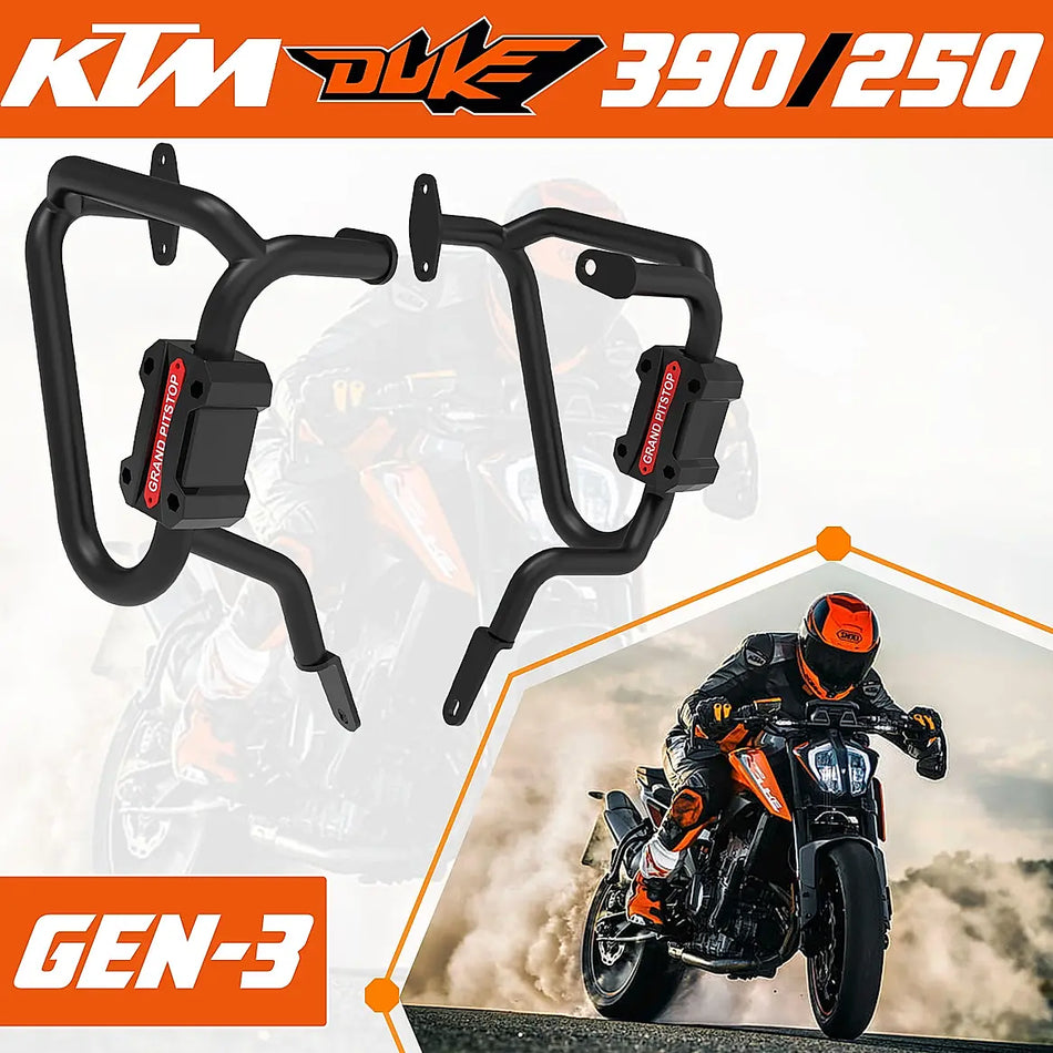CRASH GUARD (PAIR) BLACK FOR KTM DUKE 390/250 GEN 3