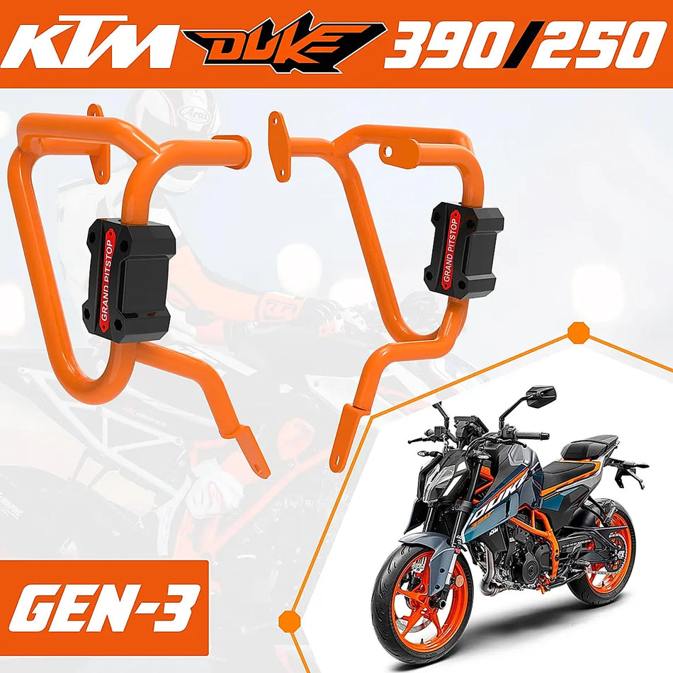 CRASH GUARD (PAIR) ORANGE FOR KTM DUKE 390/250 GEN 3