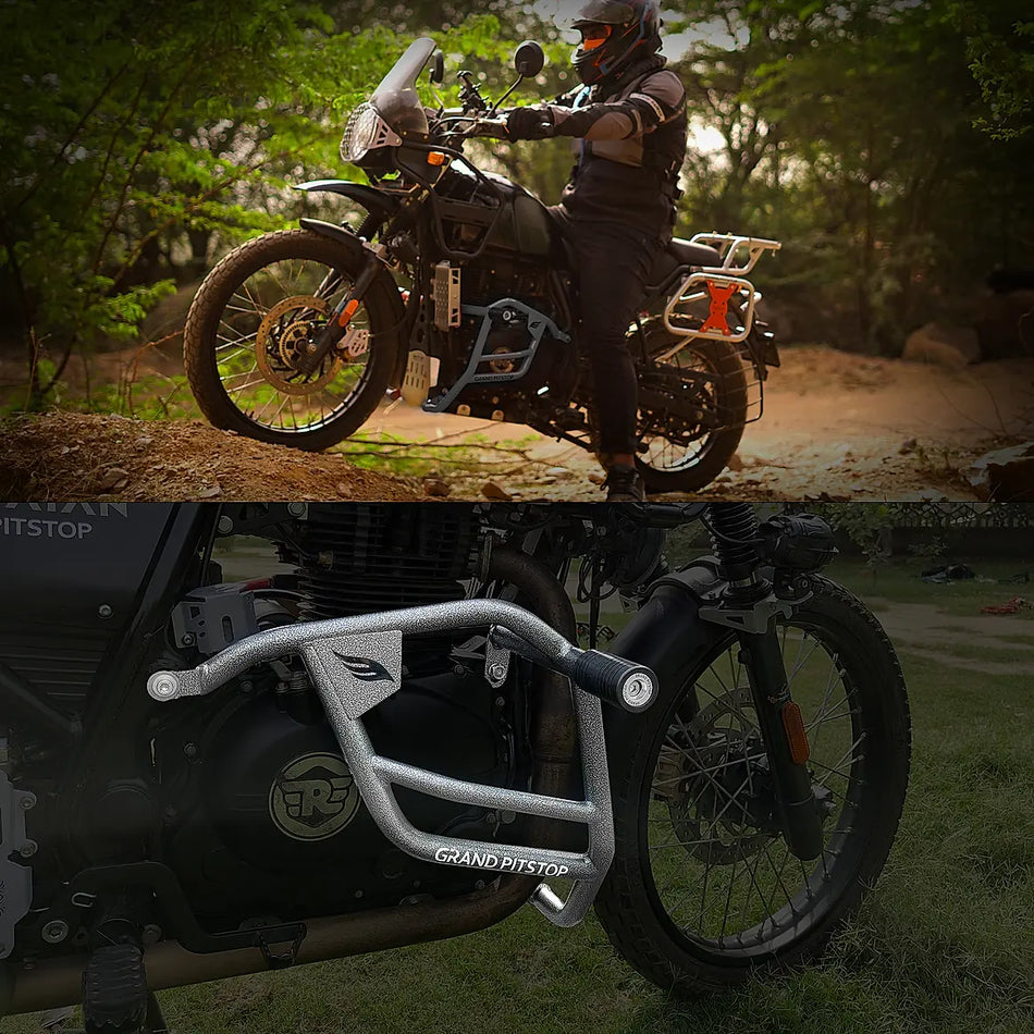 Crash Guard with Slider For  Himalayan 411 -Antique Silver