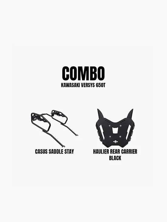 Haulier Rear Carrier Black & Casus Saddle Stay Combo For Kawasaki Versys 650