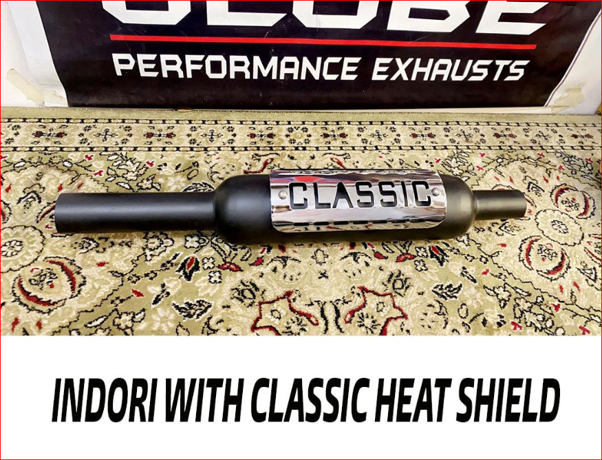 Indori Matt Black Silencer With Classic Heat Shield For Classic Reborn | New Standard | Meteor