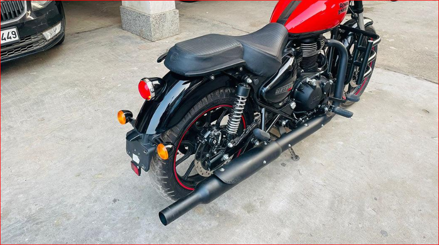 Long Punjab Matt Black Silencer For R.E Classic Reborn & Meteor