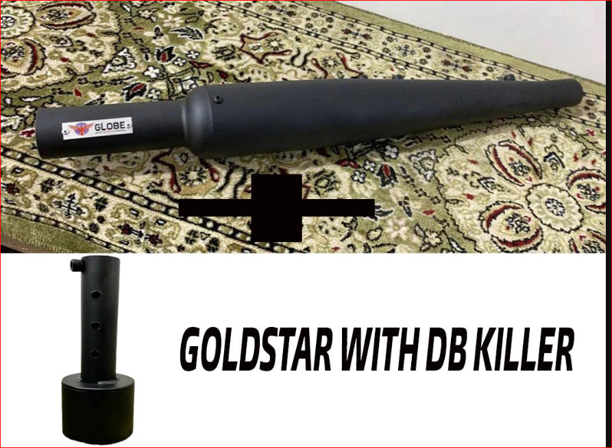 Goldstar Black Silencer With DB Killer For Classic Reborn 350, Meteor 350 , Standard Reborn 350