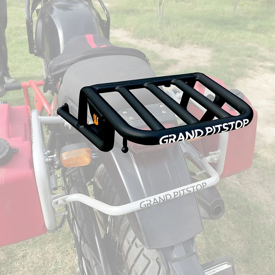 Extended Top Rack-Carrier without Plate, compatible with Pillion Backrest For Himalayan 411  Black