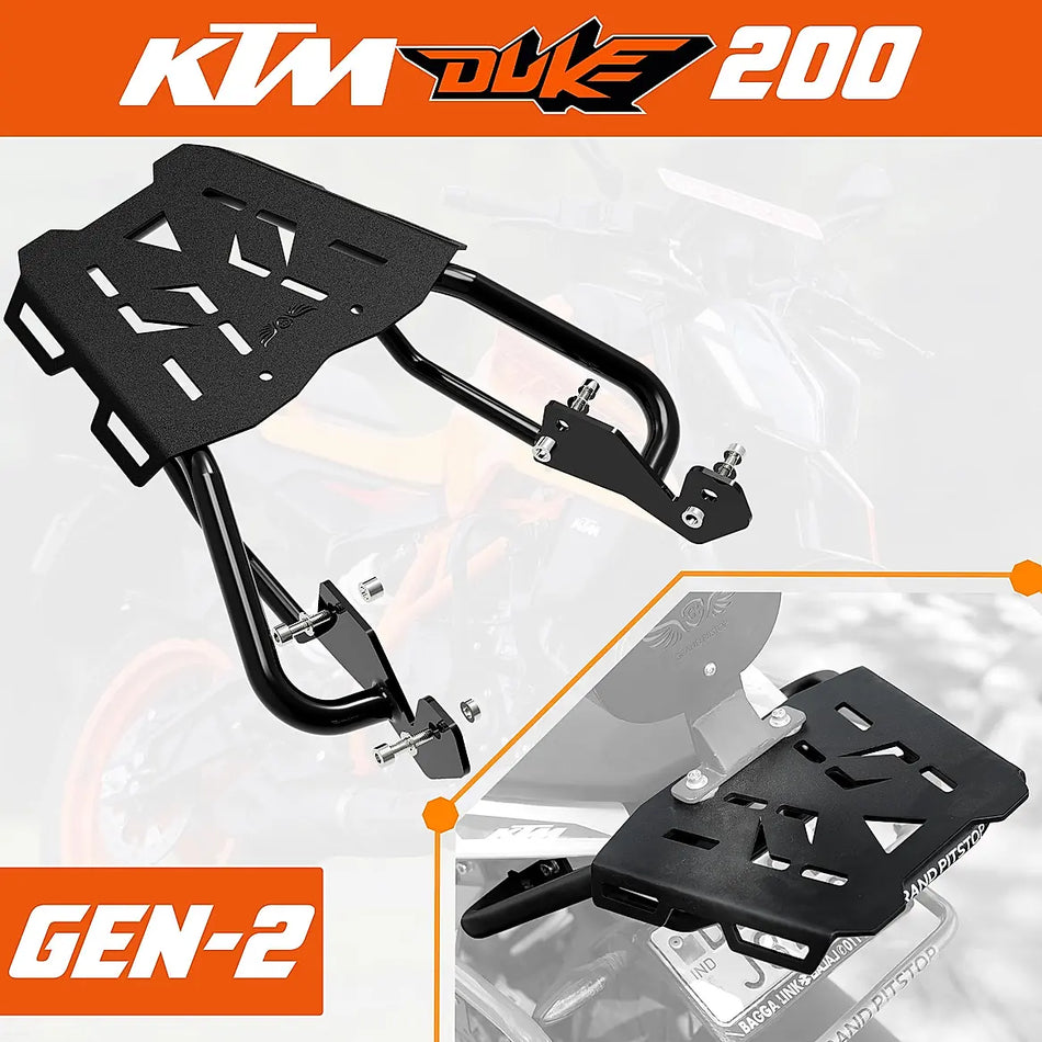 EXTENDED BLACK TOP RACK WITH PLATE FOR KTM DUKE 200 GEN 2