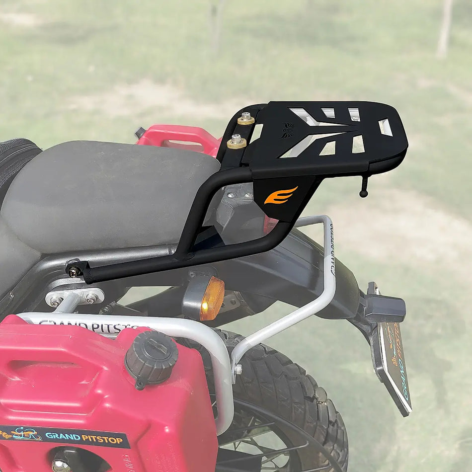 Extended Top Rack-Carrier with Plate, compatible with Pillion Backrest For  Himalayan 411 Black