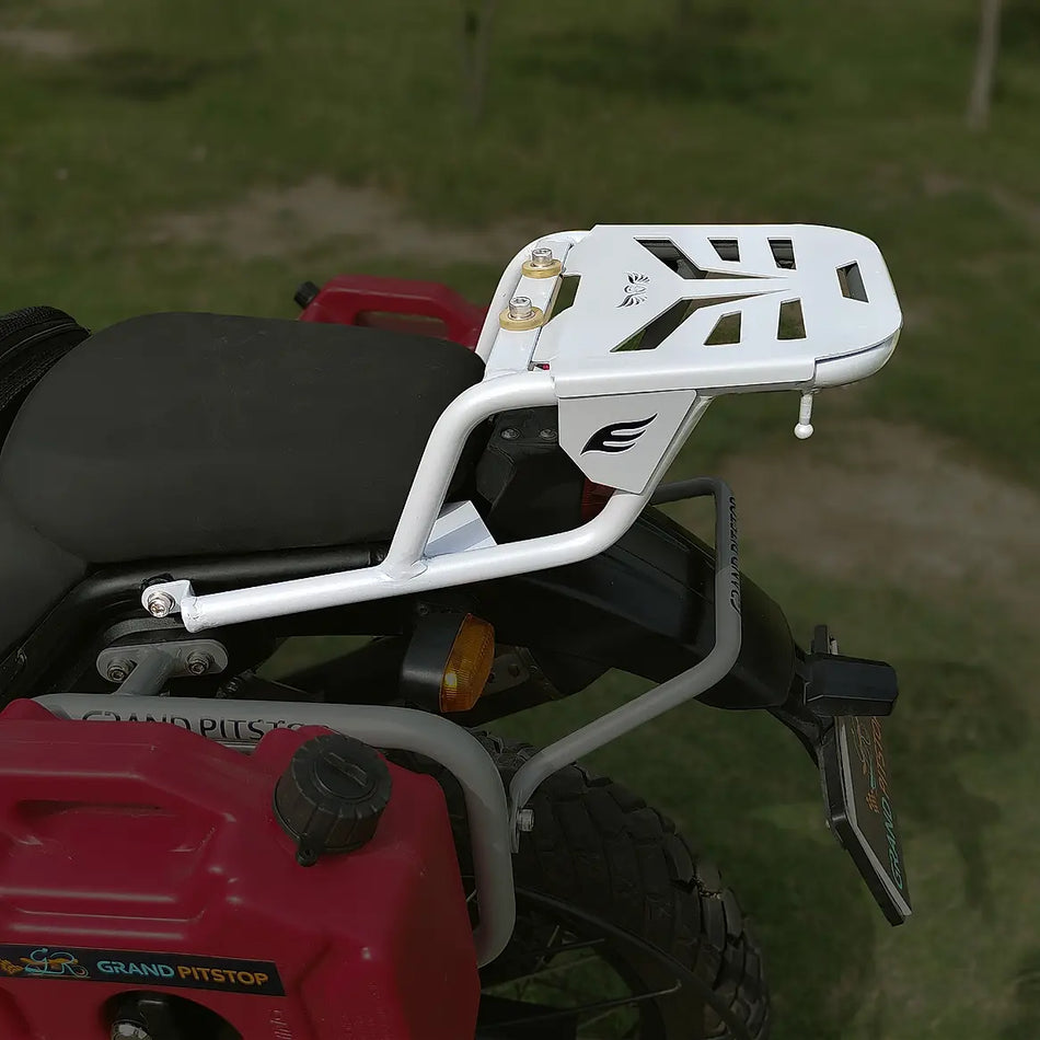 Extended Top Rack-Carrier with Plate, compatible with Pillion Backrest For  Himalayan 411 SLIVER
