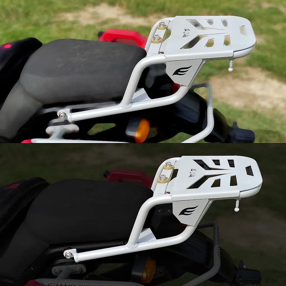 Extended Top Rack-Carrier with Plate, compatible with Pillion Backrest For  Himalayan 411 SLIVER