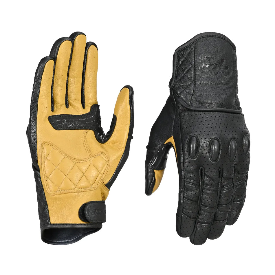 FUEL - RETRO CLASSIC LEATHER MOTORCYCLE GLOVES (Tan )