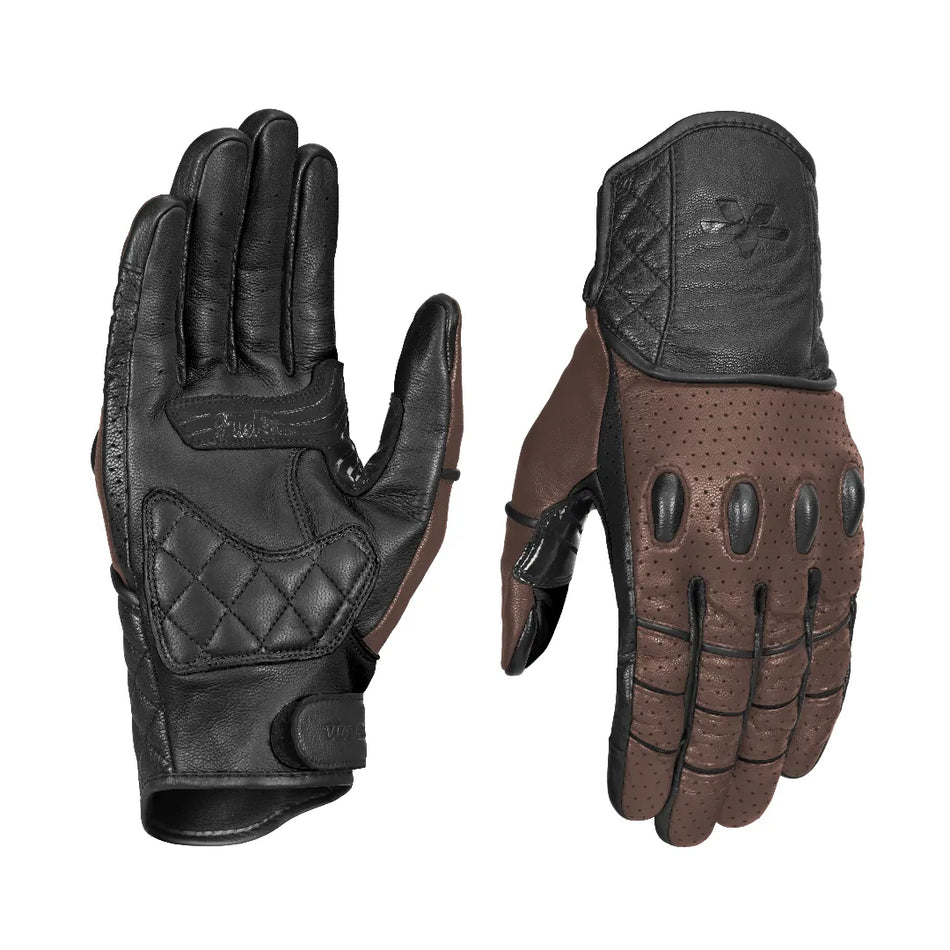 FUEL - RETRO CLASSIC LEATHER MOTORCYCLE GLOVES ( Brown )