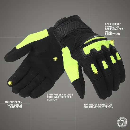 ROYAL ENFIELD URBAN HUSTLER V3 GLOVES NEON GREEN