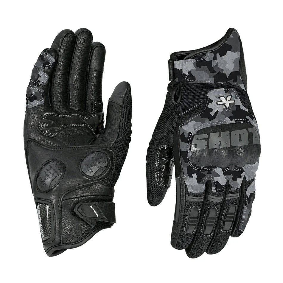 HOLESHOT PRO – SEMI GAUNTLET HYBRID RIDING GLOVES Snow camo
