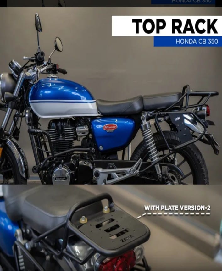 TOP RACK WITH PLATE COMPATIBLE WITH PILLION BACKREST FOR HONDA CB350 H'NESSS VERSION-2 PLIT SEAT/SINGLE SEAT