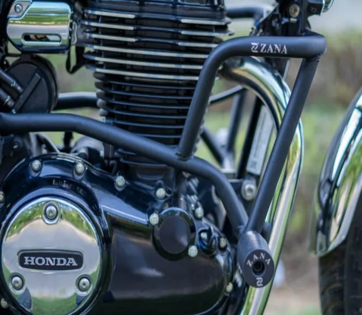 CRASH GUARD WITH SLIDER TEXTURE MATT BLACK FOR HONDA CB350