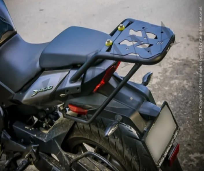 TOP RACK WITH NEW PLATE COMPATIBLE WITH PILLION BACKREST TEXTURE MATT BLACK FOR BAJAJ DOMINAR (2017-18)