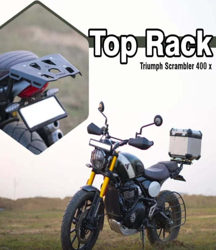 TOP RACK WITH STEEL PLATE BLACK FOR TRIUMPH SCRAMBLER 400 X
