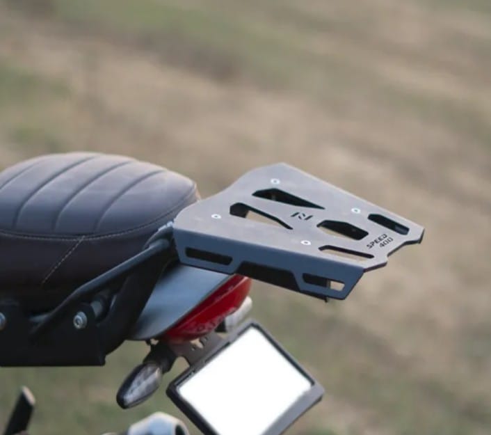 TOP RACK WITH STEEL PLATE BLACK FOR TRIUMPH SCRAMBLER 400 X