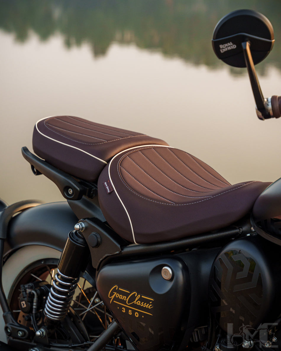 Brown Custom Rider Seat For Royal Enfield Goan Classic 350