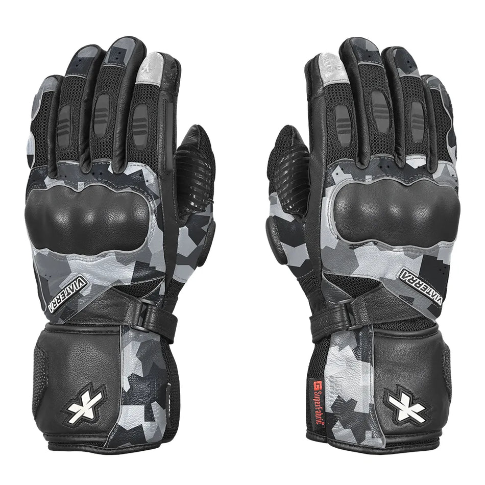 KRUGER – MOTORCYCLE TOURING RIDING GLOVES MIDNIGHT SNOW CAMO