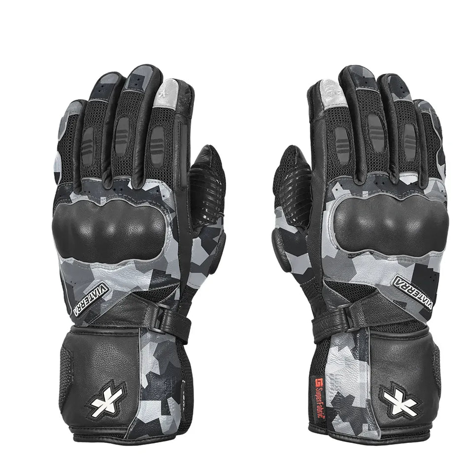 KRUGER – MOTORCYCLE TOURING RIDING GLOVES MIDNIGHT SNOW CAMO