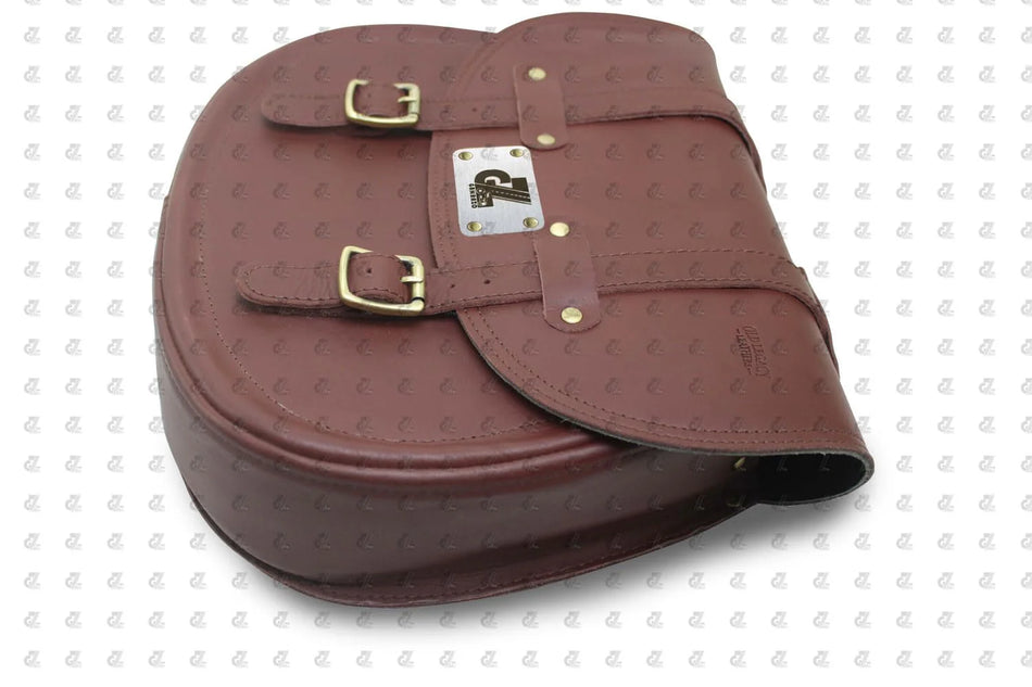 Leather Saddle Bag Cherry Red with Saddle Stay Pair for Hunter 350
