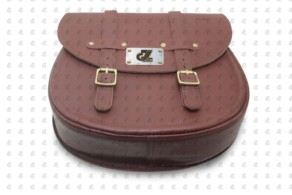 Leather Saddle Bag Cherry Red with Saddle Stay Pair for Meteor 350