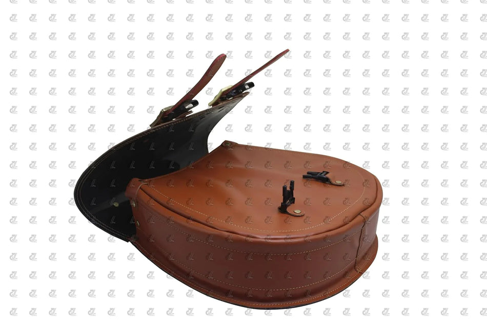 Leather Saddle Bag Tan Color with Saddle Stay Pair For  Hunter 350