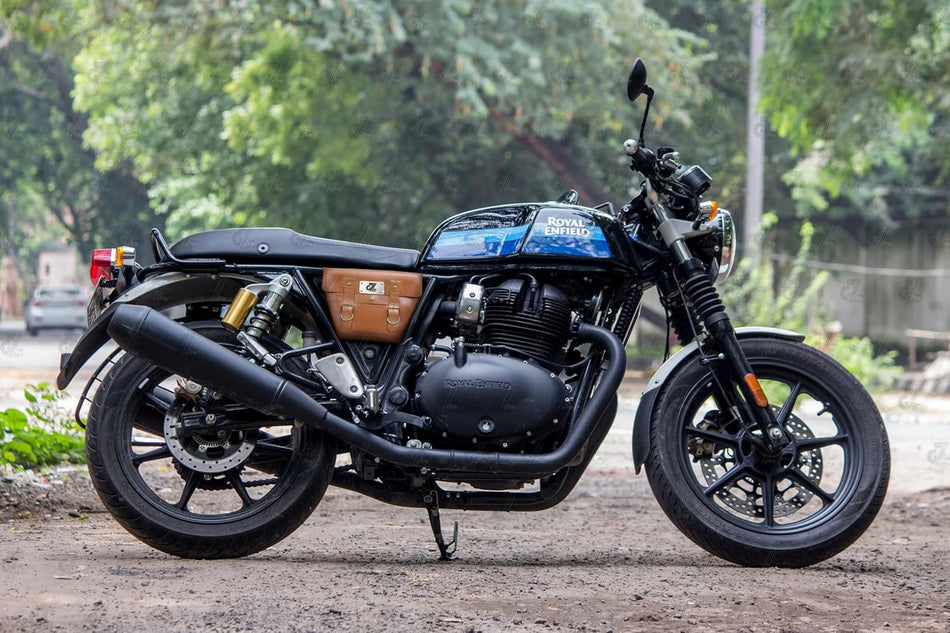 Leather Side Pannel Bag Tan Color with Straps & Rain Cover for Royal Enfield Continental GT & Interceptor 650