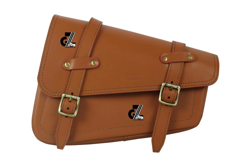 Leather Saddle Bag swingam Bag Tan Color for Royal Enfield Meteor 350