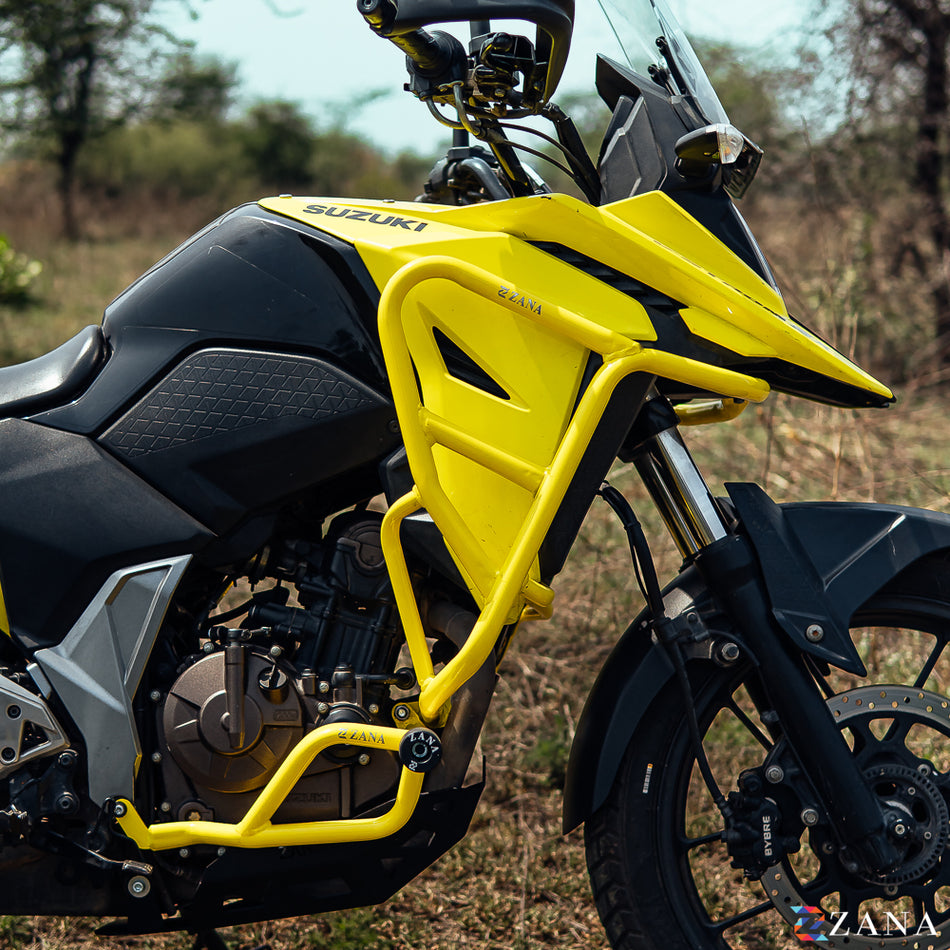 Upper & Lower Crash Guard with Slider Combo (Yellow) For V Strom SX 250