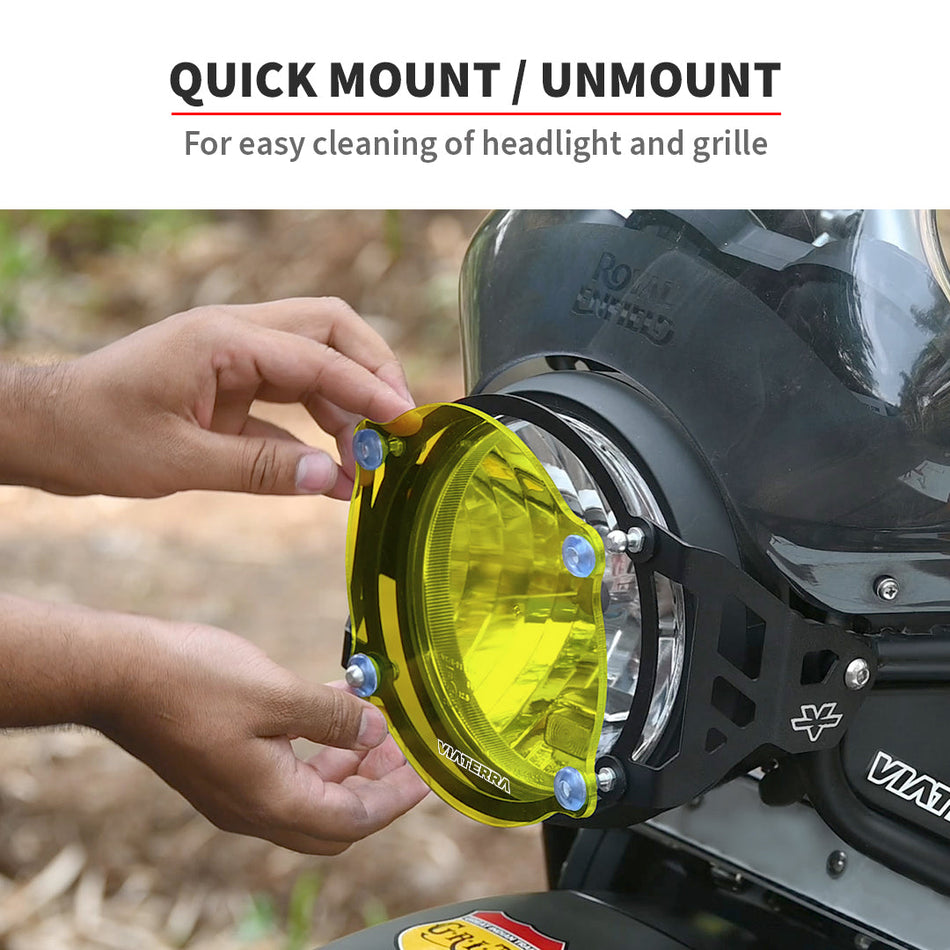 Moto Marvels Yellow Tint Headlight Guard for R.E Himalayan