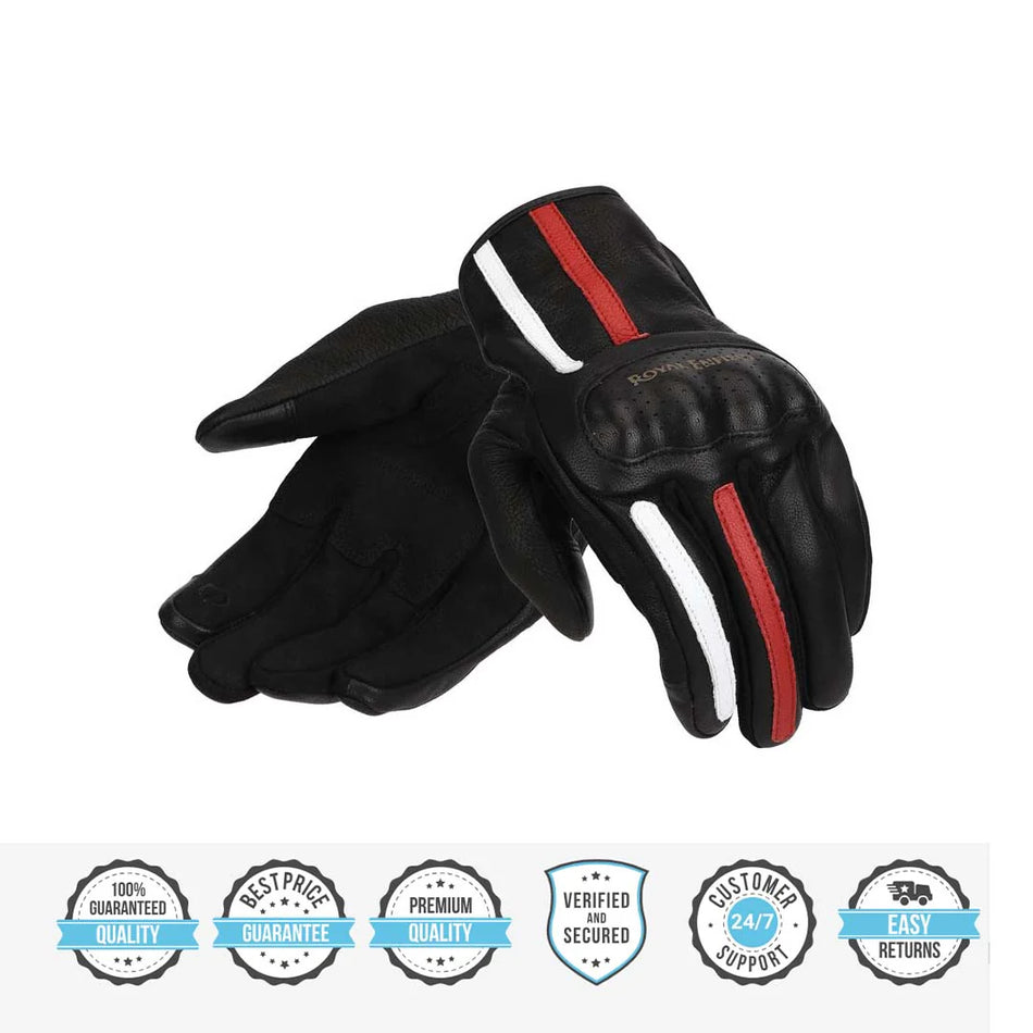 ROYAL ENFIELD GRITTY GLOVES BLACK  RED  WHITE