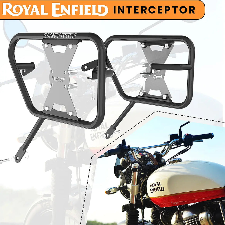 SADDLE STAY (PAIR) - Black/Silver for  INTERCEPTOR 650