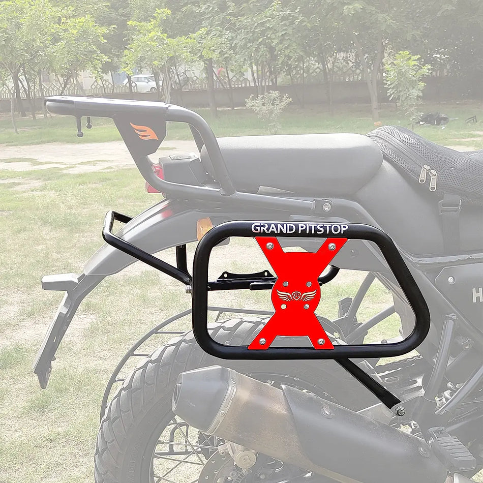 SADDLE STAY  (PAIR) BLACK &  RED WITH JERRY CAN MOUNTING FOR Himalayan 411