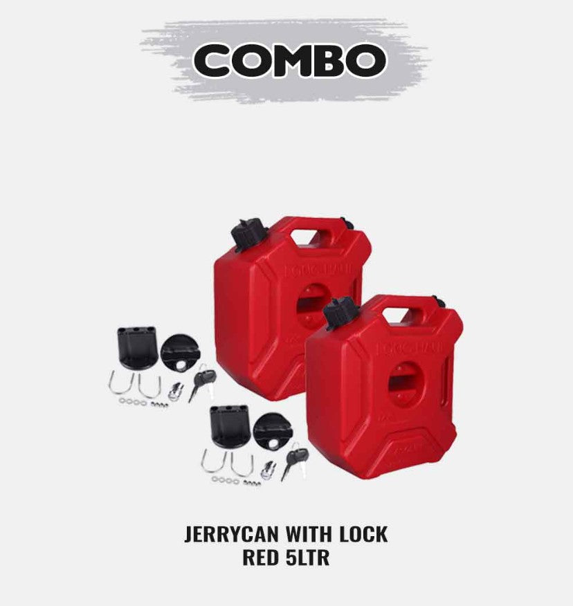 JERRY CAN PAIR RED KEY LOCKING FITTINGS 5 LTR FOR HIMALAYAN 411