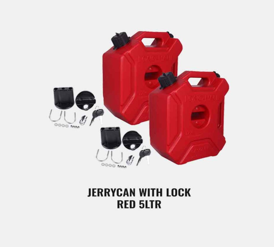 JERRY CAN PAIR RED KEY LOCKING FITTINGS 5 LTR FOR HIMALAYAN 411