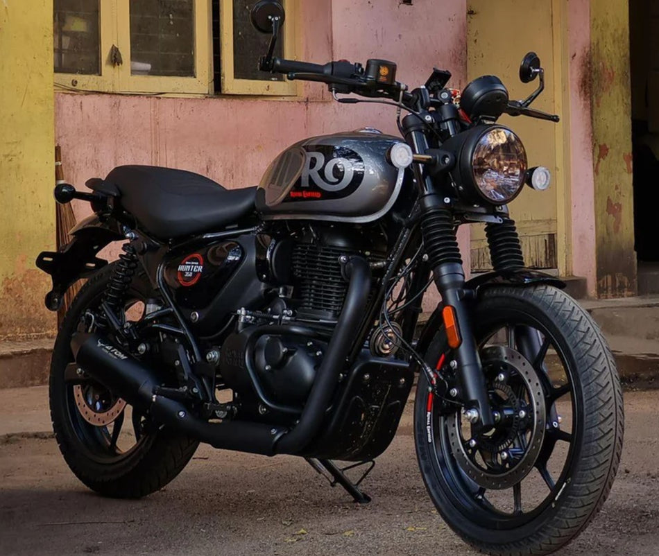 Buy Barrel Atom X Exhaust for Hunter 350 - Royal Enfield Spare Parts Online | Motomarvels