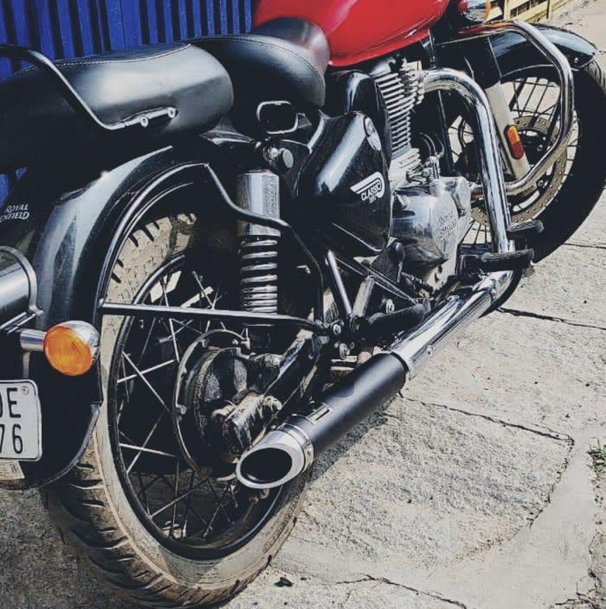 Shop Barrel Trail Exhaust for New Classic 350 Reborn - Royal Enfield Spare Parts | Motomarvels