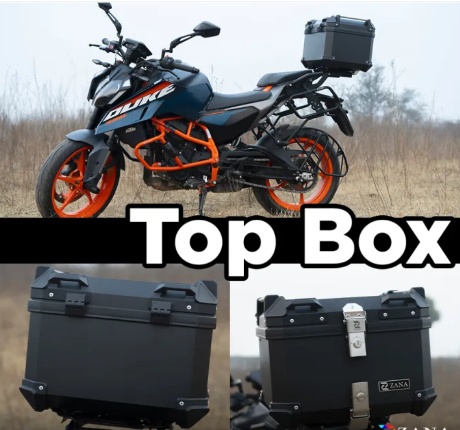 Universal Top Box Plastic (45 Ltr) l-flat Black With Back Rest Cushion