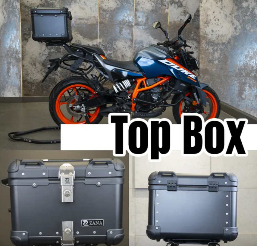 Universal Top Box Aluminium (35Ltr) R-flat Black With Back Rest Cushion