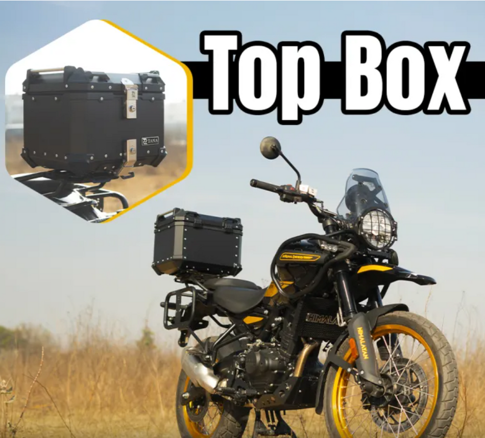 Universal Top Box Aluminium (45Ltr) l-flat Black With Back Rest Cushion
