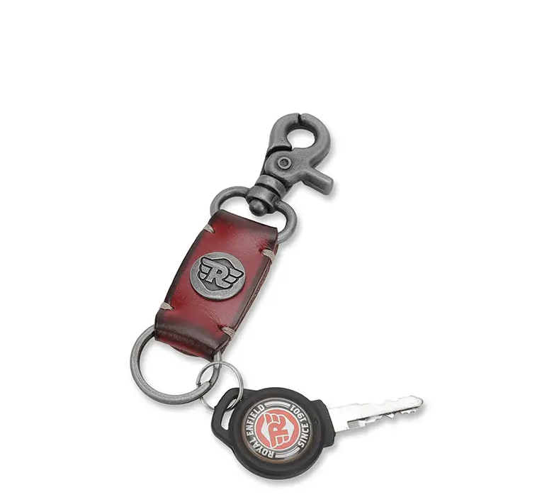 Leather Keychain - Red