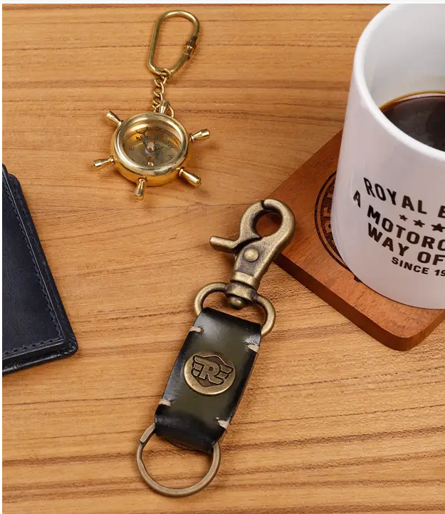 Leather Keychain - Olive