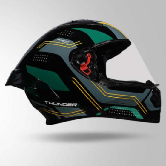 Studds Thunder D2 Draken Decor Black & Green With Spoiler – Full Face Helmets