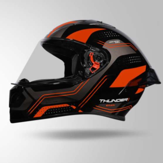 Studds Thunder D2 Draken Decor Black & Orange With Spoiler – Full Face Helmets