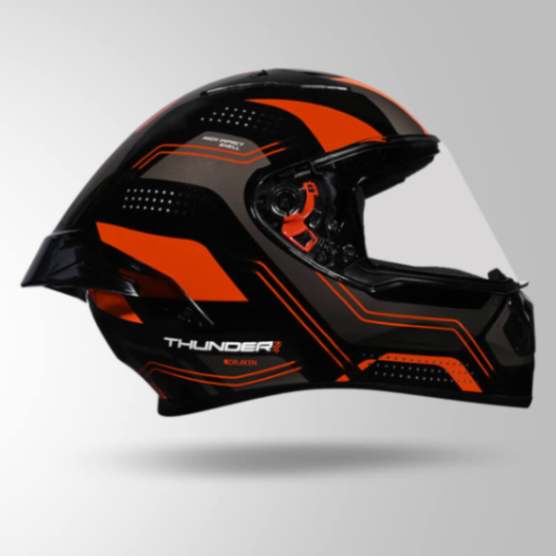 Studds Thunder D2 Draken Decor Black & Orange With Spoiler – Full Face Helmets