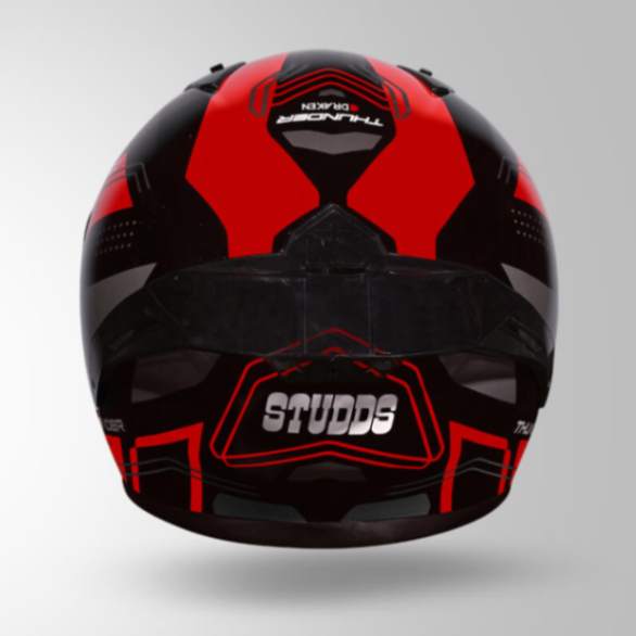 Studds Thunder D2 Draken Decor Black & Red With Spoiler – Full Face Helmets